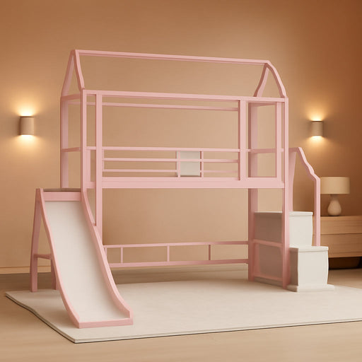 Twin Loft Bed With BuiltInStorage BubblegumPinkTint