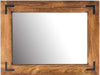 Rustic Wooden Framed Wall Mirror, Natural Wood Bathroom Vanity Mirror for Farmhouse Decor, Vertical or Horizontal Hanging, 32" X 24", Brown
