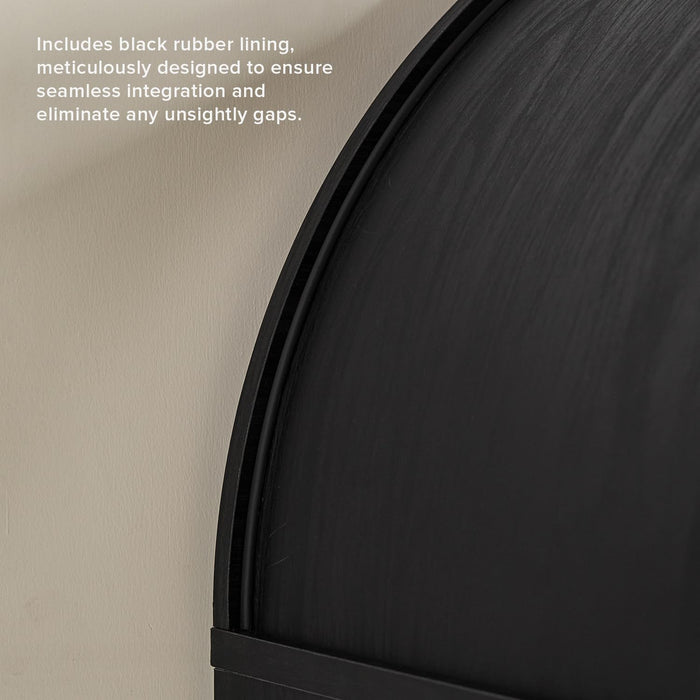 65.4Inch Arched Walnut Storage Bookcase With Doors