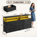 55" W Dresser for Bedroom with 9 Drawers LED TV Stand with Power Outlets for 45, 55, 65 Inch TV Sturdy Long Chest of Drawers with Extra 2 Wooden Shelves Steel Frame Grain Black