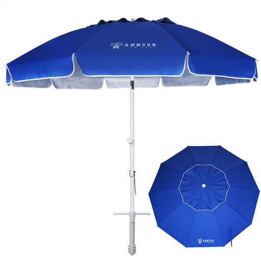 8 Feet Large Beach Umbrella with Sand Anchor Heavy Duty High Wind Portable Outdoor Umbrellas UV 50+ Protection Air Vent Tilt Patio Garden Pool