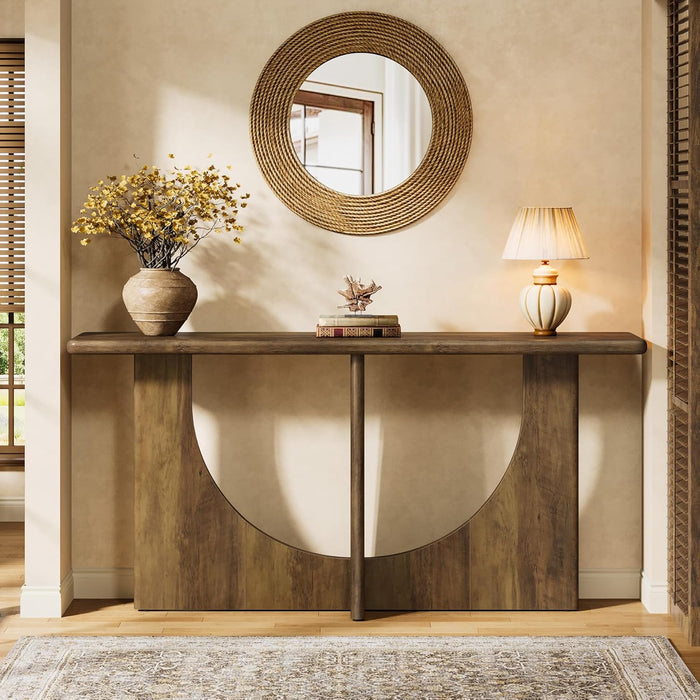 Console Table for Entryway, 71-Inch Farmhouse Entryway Table with Sturdy Geometric Frame, Extra Long Sofa Console behind the Couch for Living Room, Foyer, Entrance, Rustic Brown