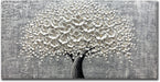 - 24X48 Inch 3D White Flower Painting Abstract Textured Knife Platte Acrylic on Canvas 3D Flowers Tree Painting Ready to Hang