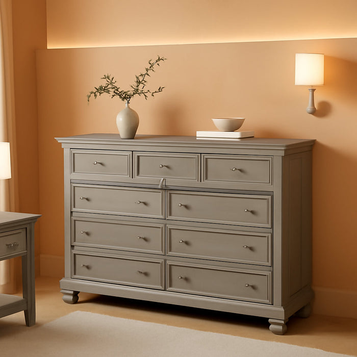 Lettner Modern Traditional 7 Drawer Dresser, Light Gray