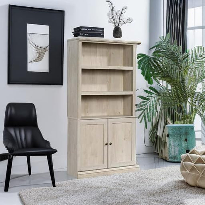 Miscellaneous Storage Bookcase with Doors, Adjustable Shelves, 5 Shelf Bookcase - Chalked Chestnut Finish