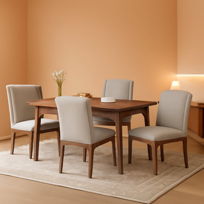 Dining Chair Set of 4, Fabric Upholstered Kitchen Side Chairs with Wooden Legs for Kitchen & Restaurant Use, Beige