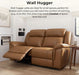 Genuine Leather Power Recliner Sofa, Wall Hugger Reclining Sofa with Drop down Table, Power Headrest, Drawers, Charging Ports, Reclining Sectional Couch for Living Room, RV, Saddle