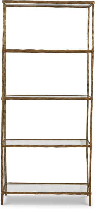 Signature Design by Ashley Ryandale Modern 5 Shelf Bookcase, Antique Brass Finish