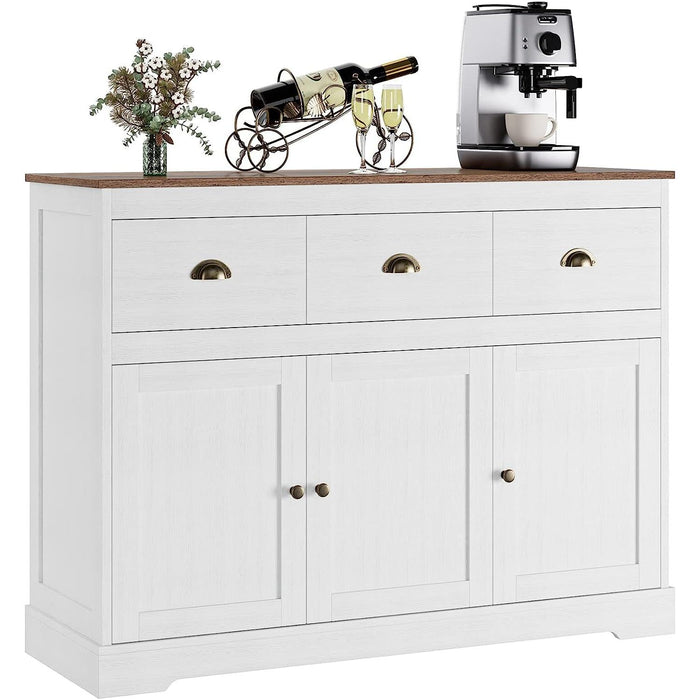 Buffet Cabinet Storage Kitchen Cabinet Sideboard Farmhouse Buffet Server, Antique White