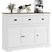 Buffet Cabinet Storage Kitchen Cabinet Sideboard Farmhouse Buffet Server, Antique White
