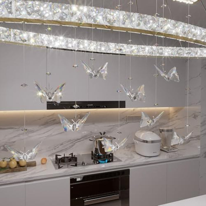 32 Inch Gold Crystal Butterfly Chandelier CeilingMount