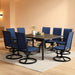 9-Piece Metal Outdoor Patio Dining Furniture Set 8 Sling Dining Swivel Chairs and 1 Expandable Outdoor Dining Rectangle Table, Blue
