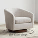 Swivel Accent Chair, FSC Certified Upholstered Fabric Barrel Chair for Living Room, Ivory