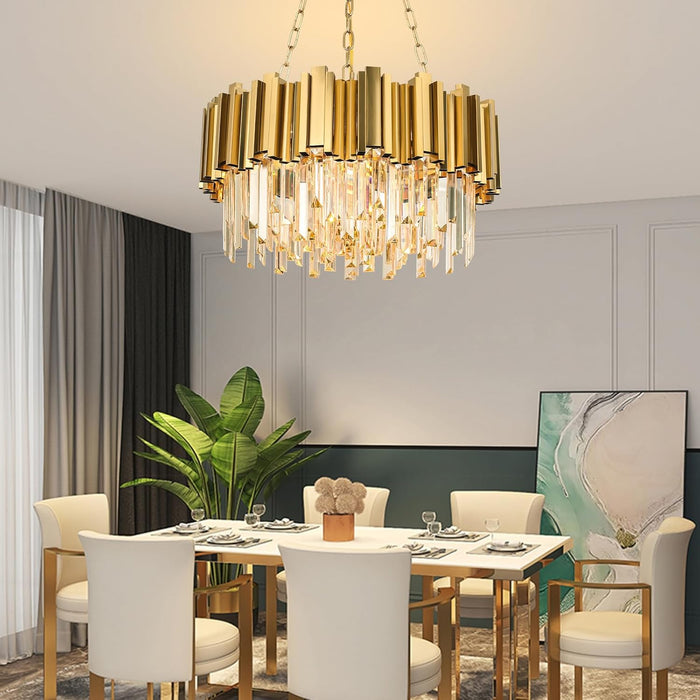 Gold Modern Crystal Chandelier 22In Timeless Elegance