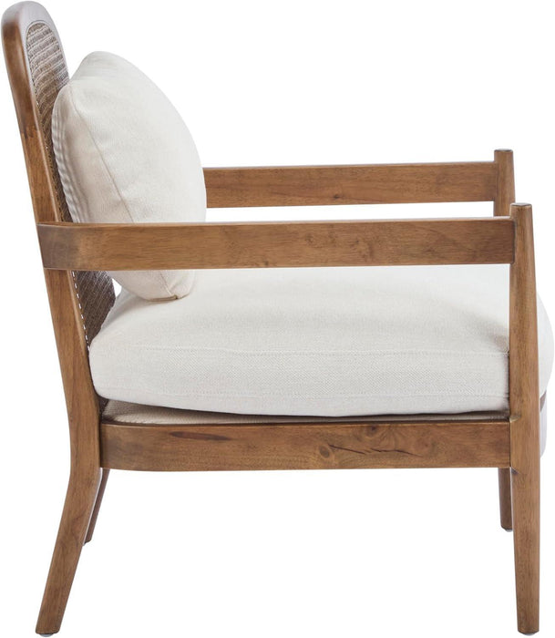 MidCenturyBeigeUpholstered Club Chair Set 2 Open Back