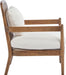 MidCenturyBeigeUpholstered Club Chair Set 2 Open Back
