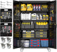 Black Metal Garage Storage Cabinet Pegboard Lockable