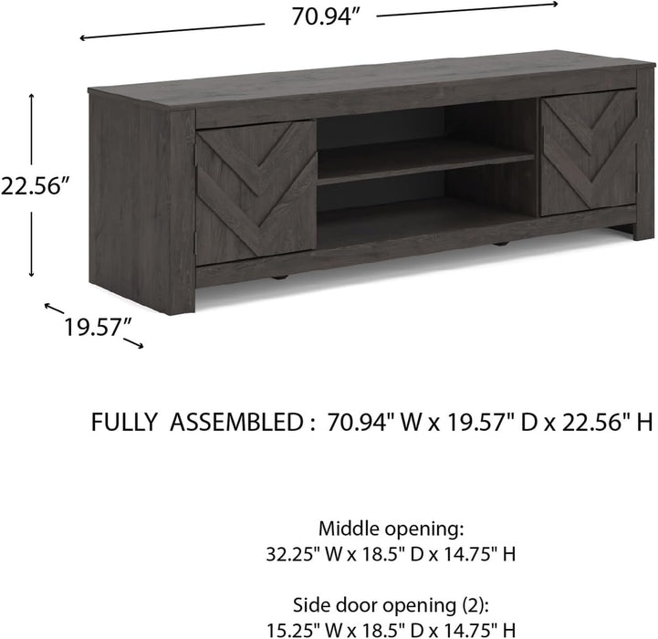 Cayboni Casual 71" TV Stand for Tvs up to 81" with 2 Cabinets, Adjustable Shelves and Fireplace Option, Black