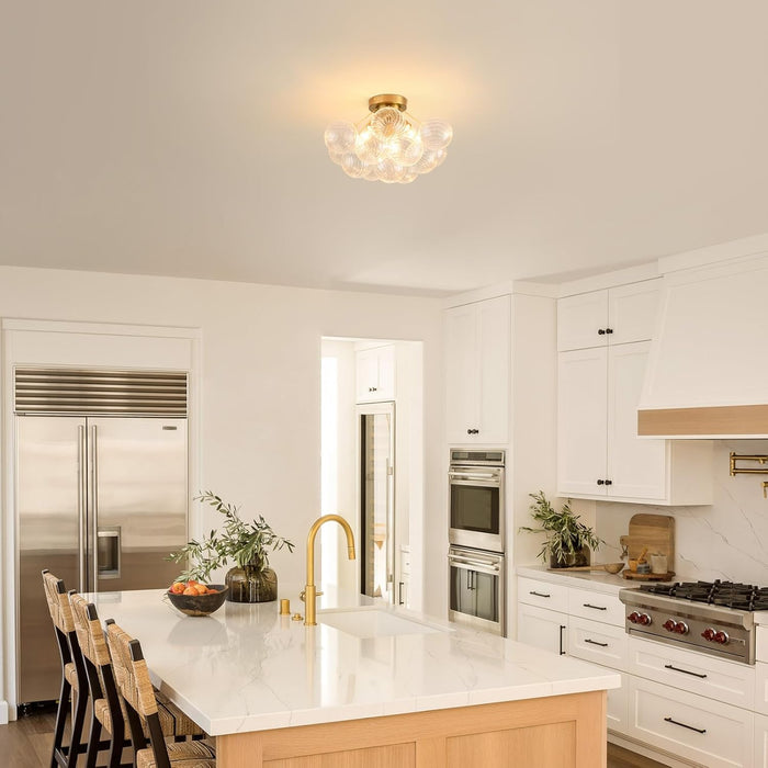 Bubble Chandelier 17In CrystalGlass Bubbles Semi Flush