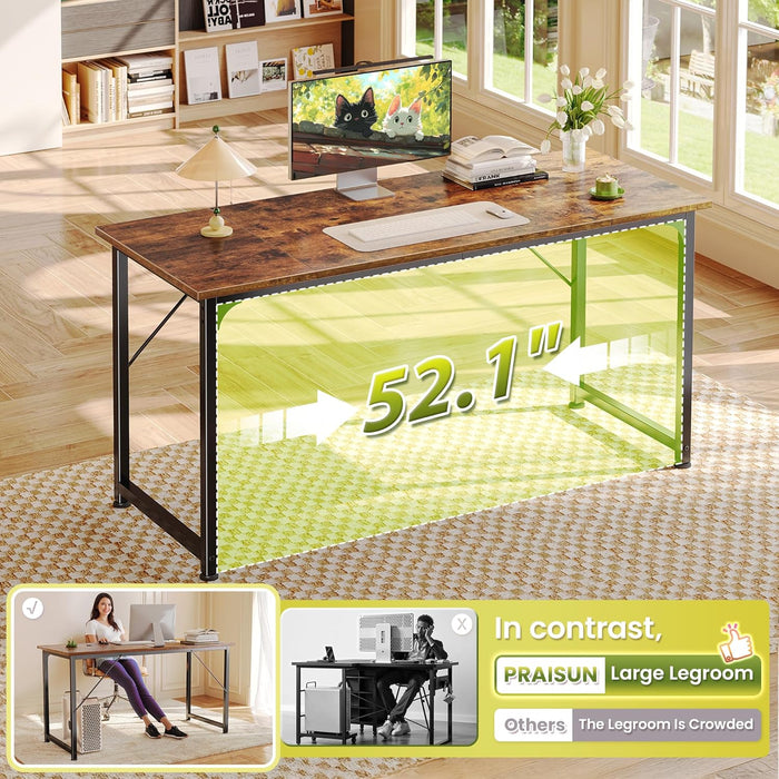 55 X 19.7 Inch Computer Desk, Home Office Desk with Spacious Desktop, Modern Gaming Desk, Writing Study Table for Bedroom, Small Spaces, Work from Home Desk with Metal Frame, Rustic Brown