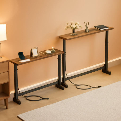 5.9"W *78.8"L Narrow Console Sofa Table Adjustable Height(23.6"-33.5"), Long behind Couch Table with 2 Power Outlets, USB-C Port, for Entryway Hallway Foyer Bedroom Living Room, Rustic Brown