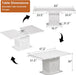 Extendable Dining Table for 4-6, 47-63 Inch Faux Marble Rectangle Kitchen Table with Storage Shelves and Wine Rack, Expandable Modern Rectangular Dinner Table for Kitchen, Dining Room, White