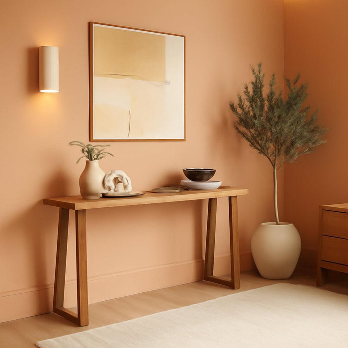 Solid Wood Console Table, 66 Inch, Sofa Table, Narrow Entryway Table for Hallway, behind the Couch, Living Room, Foyer, Easy Assembly, Pecan