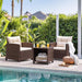 3 Pieces Patio Furniture Set Outdoor Wicker Chairs and Table, Beige
