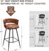 BV Bar Height Bar Stools Set of 2, 30 Inch Seat Height Bar Stools, 180° Swivel Barstools with Woven Back and Footrest, Suede Fabric Counter Stools for Kitchen Island, Bar Pub