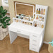 Makeup Vanity Desk with Liighted Mirror, Vanity Desk with 5 Drawers & Storage Shelves, Vanity Table, 3 Color Modes & Adjustable Brightness Dressing Table, Bedroom