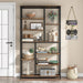 79 Inches Tall Bookshelf Bookcase, 8-Tier Staggered Bookcase, Modern Freestanding Open Book Shelves, Wide Wood Etagere Shelving Unit Display Shelf for Living Room