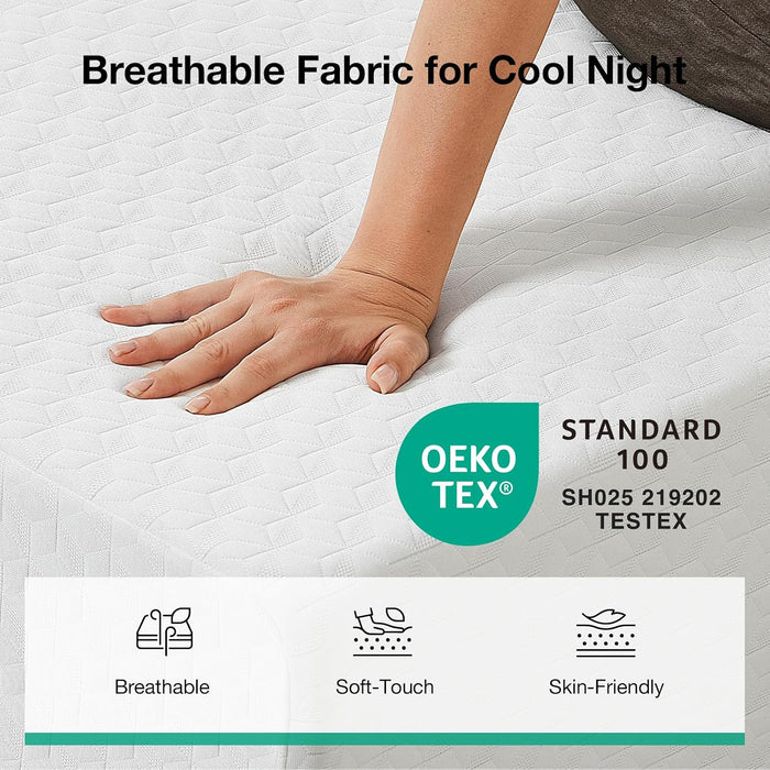 Queen Mattress, 12 Inch Queen Memory Foam Mattress in a Box, Dual-Layer Design with High-Density Base for Support & Pressure Relief, Natural Fiber Infused for Cool & Refreshing Sleep，Firm