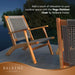 62773 Vega Natural Stain Outdoor Chair Acacia Wood Construction Hand Woven Seat Mid Century Design Comfortable Reclining Armchair Patio Lawn Garden Backyard Deck - Ecru Cording