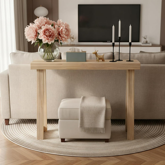 Solid Wood Console Table, 36 Inch, Sofa Table, Narrow Entryway Table for Hallway, behind the Couch, Living Room, Foyer, Easy Assembly, Blonde