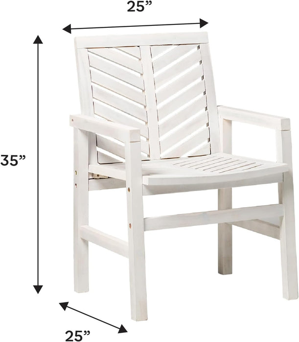 AZWC2VINWW Avalon Chevron Solid Acacia Wood Outdoor Chair, White Wash