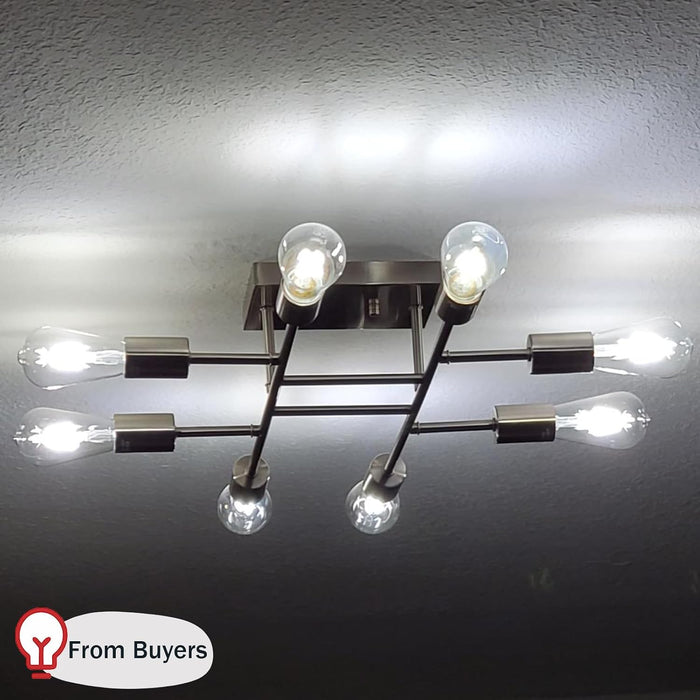 Brushed Nickel 8Light Semi Flush Ceiling Chandelier