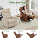 Oversized Recliner Chair, Leather Swivel Rocking Chair Reclining with Phone Holder, Ergonomic Lazy Boy Fabric Sofa Chair with Lumbar Support, Manual Glider Chair for Living Room, RV, Brown