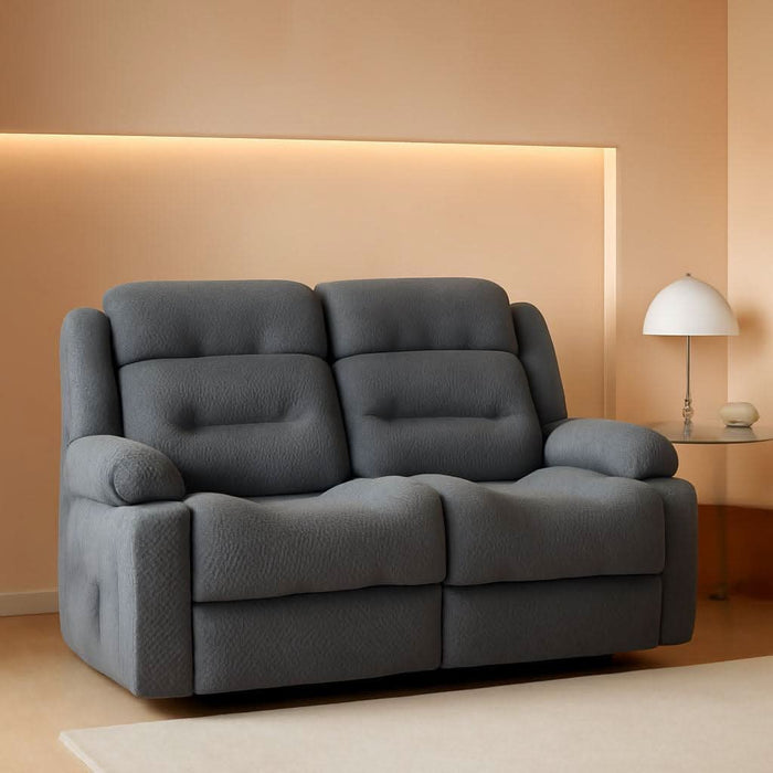 Loveseat Recliner Sofa, Manual Reclining Couch with Heating and Massage, Soft Corduroy Recliner Sofa with USB Ports, Cup Holders and Side Storage Bags, Dual Loveseat Chair for Living Room, Grey