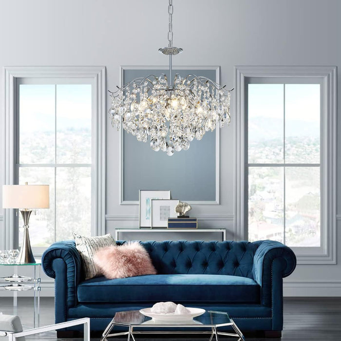 Modern K9 Crystal Chandelier Chrome Finish DiningRoom