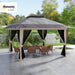 13' X 13' Pop up Gazebo with Netting, UPF 50+ Instant Canopy Tent Shelter with Water/Sand Bags, Wheeled Carry Bag, for Outdoor, Garden, Parties, Light Gray