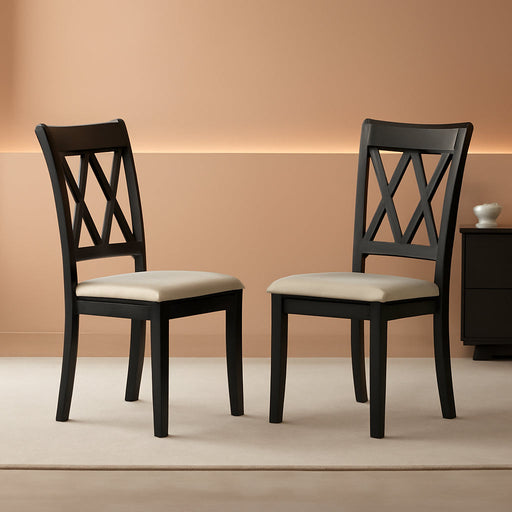 Windvale Fabric Upholstered Dining Chair in Black, Set of 2