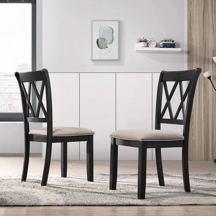 Windvale Cross-Buck Wood 5-Piece Dining Set in Black