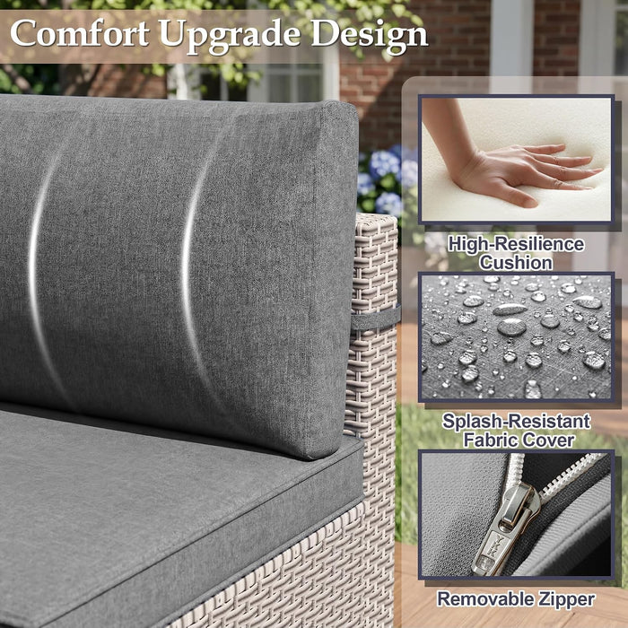 Patio Furniture Set, 12-Piece Outdoor Sectional Sofa with Swivel Rocker Chairs & Ottomans, Wicker Patio Conversation Set with Coffee Table, Gray Cushions