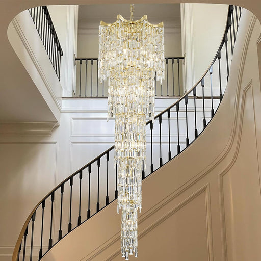 79" Large High Ceiling Chandelier, 21-Light Gold Long Staircase Chandeliers Luxury Foyer Chandelier Top K9 Crystal Tiered Ceiling Light Fixture for Staircase Entryway Hallway Living Room