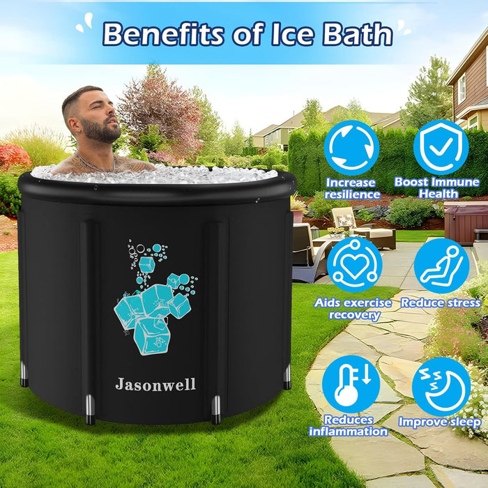 Ice Bath Tub for Athletes - Heavy Duty Cold Water Therapy Plunge Tub Ice Pod for Recovery Portable Ice Barrel Plunge Pool for Outdoor Inflatable Hot Tub Bathtub at Home for Adults