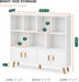 11-Cube Bookcase with Doors, 3-Tier Storage Cabient, Warm White | Solid Wood Legs and Door Handles, Cubby Shelf with 4 Doors, Fits 11×11" Bins for Home & Office