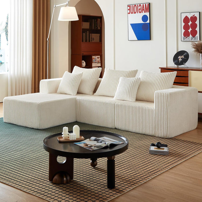 102Inch Beige CloudLounge Sectional Sofa Oversized Seat