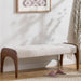 Modern 51" Wide Ottoman Bench, Long Entryway Bedroom Bench with Solid Wood Legs and Sherpa Upholstered Dining Bench Storage Bench for Living Room Indoor, Kitchen, Beige