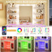 Vanity Desk, Makeup Vanity Desk with Mirror and Lights 3 Colors, Transparent Top with 3 RGB Drawers, 6 Shelves, 2 Large Tempered Cabinets, Power Outlet, for Bedroom, White