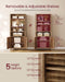Farmhouse Bookshelf, 6-Tier Bookcase with Doors | Bookshelf for Living Room, Bedroom, Farmhouse Style, Warm Brown, LIRY Collection ULBC134K101S